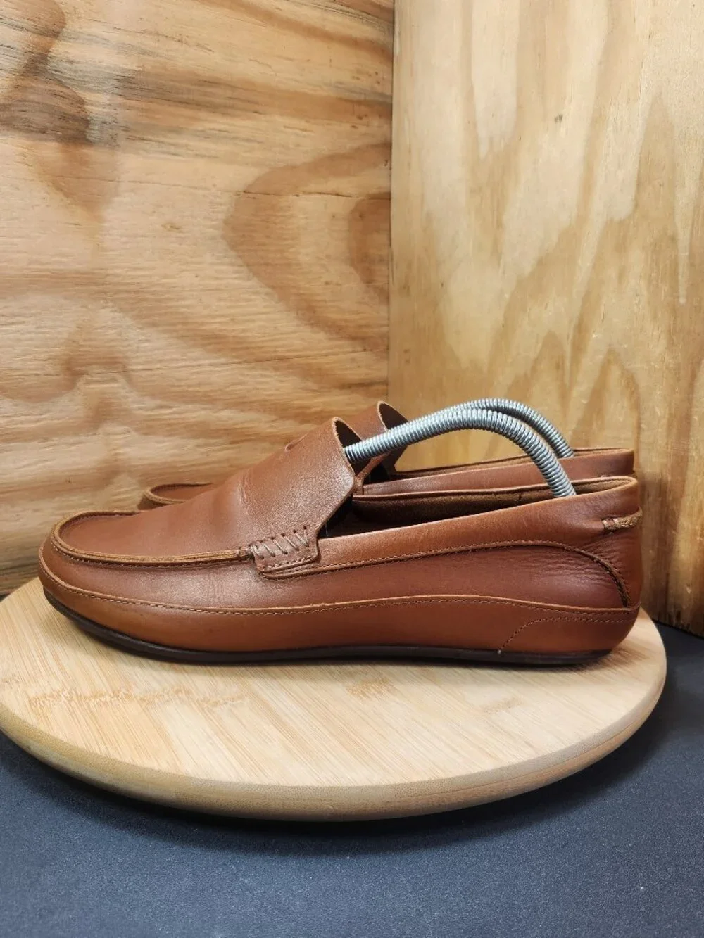 Olukai Kulana Mens Brown Leather Moc Slip On Loafer Shoes Size 10